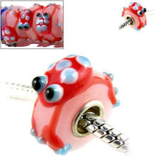 Load image into Gallery viewer, European 1 silver lampwork glass FROG blue white red pink spacer reptile bead