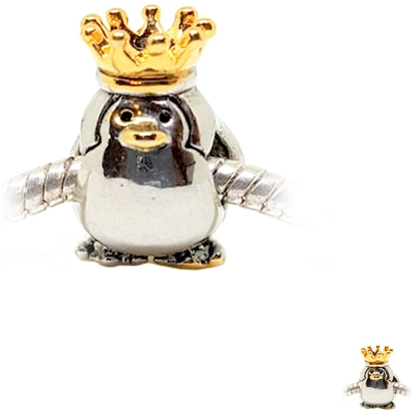 European 1 silver gold metal PENGUIN KING animal spacer chain beads