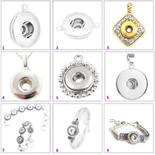 Load image into Gallery viewer, Snap button bracelet base 12mm antique silver smooth metal finding toggle clasp