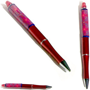 Ballpoint artisan metal pen Red hand-rolled paper bead writing