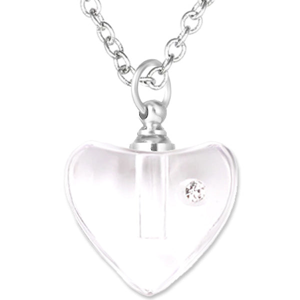 Crystal glass KEEPSAKE pendant Necklace miniature bottle Heart memories grief cremation oil herbs ashes - U PICK