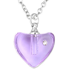 Load image into Gallery viewer, Crystal glass KEEPSAKE pendant Necklace miniature bottle Heart memories grief cremation oil herbs ashes - U PICK