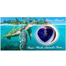 Load image into Gallery viewer, Sterling Silver Love Oyster Pearl Cage Necklace kit, English text: SEA TURTLE seaturtle wish ocean - blue box