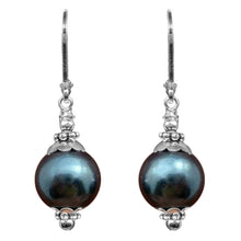 Load image into Gallery viewer, Silver-plated earrings Shell Pearl 10mm freshwater semi-round dangles - 1 pair