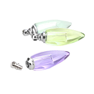Crystal glass KEEPSAKE rhombus cz pendant Necklace miniature bottle memories glitter grief oil herbs ashes - U PICK