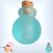 Load image into Gallery viewer, Mini frosted glass handmade Round Bottom bottle keepsake cork vial cremation urn ashes oil perfume - U PICK