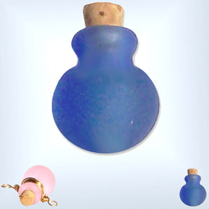 Mini frosted glass handmade Round Bottom bottle keepsake cork vial cremation urn ashes oil perfume - U PICK