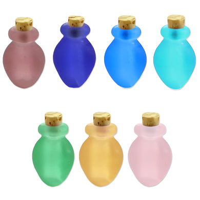 Mini frosted glass handmade Vase bottle keepsake cork vial cremation urn ashes oil perfume - U PICK