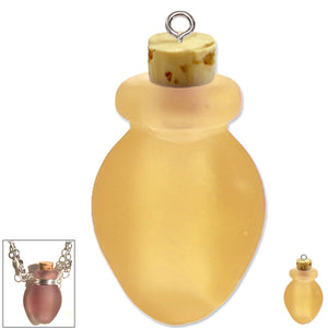 Glass frosted bottle KEEPSAKE crown cork voile necklace memories locks perfume oil urn cremation ashes - U PICK