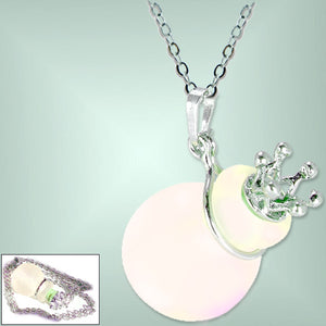 Silver necklace mini frosted glass handmade Crown cork bottle keepsake vial cremation urn ashes oil perfume - U PICK