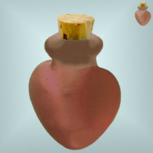 Load image into Gallery viewer, Mini frosted glass handmade Heart bottle keepsake cork vial cremation urn ashes oil perfume - U PICK