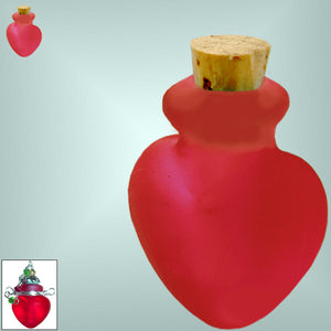 Mini frosted glass handmade Heart bottle keepsake cork vial cremation urn ashes oil perfume - U PICK