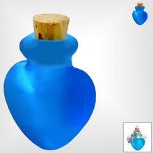 Load image into Gallery viewer, Mini frosted glass handmade Heart bottle keepsake cork vial cremation urn ashes oil perfume - U PICK