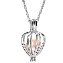 Load image into Gallery viewer, Silver-plated Love Oyster Pearl Cage Necklace kit, English text: SEAHORSE sea horse wish ocean - blue box