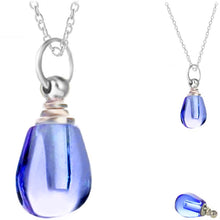 Load image into Gallery viewer, Crystal glass KEEPSAKE short rounded drop flat side pendant Necklace miniature bottle memories glitter grief oil herbs ashes - U PICK