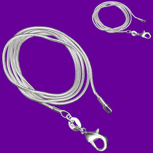 Chain: Silver-plated Snake  ~16" jewelry 1mm metal lobster clasp necklace