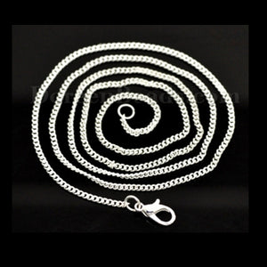 Chain: Silver-plated Curb ~24" jewelry ~2mm metal lobster clasp necklace