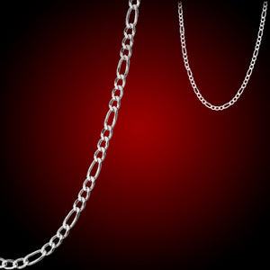 Chain: Silver-plated Figaroa ~17" jewelry ~2mm metal lobster clasp necklace