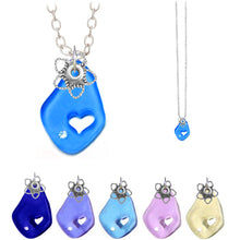 Load image into Gallery viewer, Artisan silver necklace cultured SEA GLASS 32x20mm freeform carved out heart pendant chain U PICK 1 or all 6