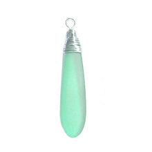 Load image into Gallery viewer, Artisan silver cultured SEA GLASS wire-wrapped sterling multi-colors Dagger 37x10mm U PICK pendant OR w/chain necklace