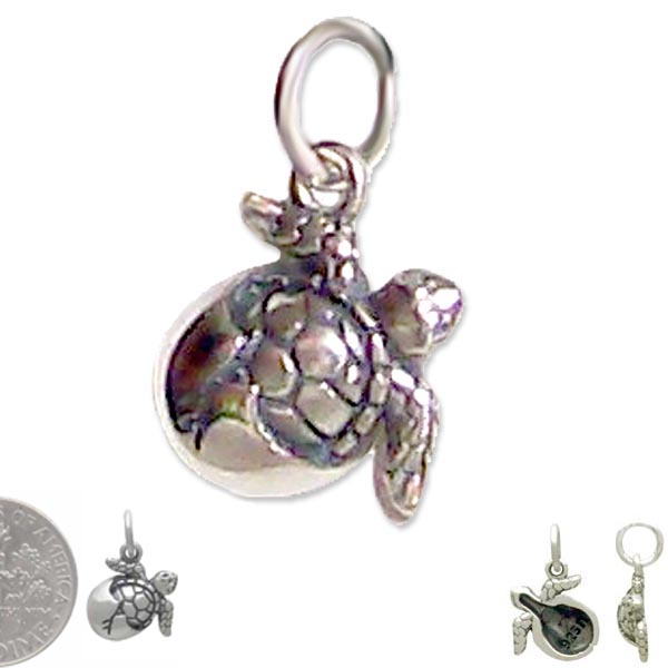 Sterling silver necklace Hatching SEA TURTLE charm .925 pendant / charm or U PICK ~18