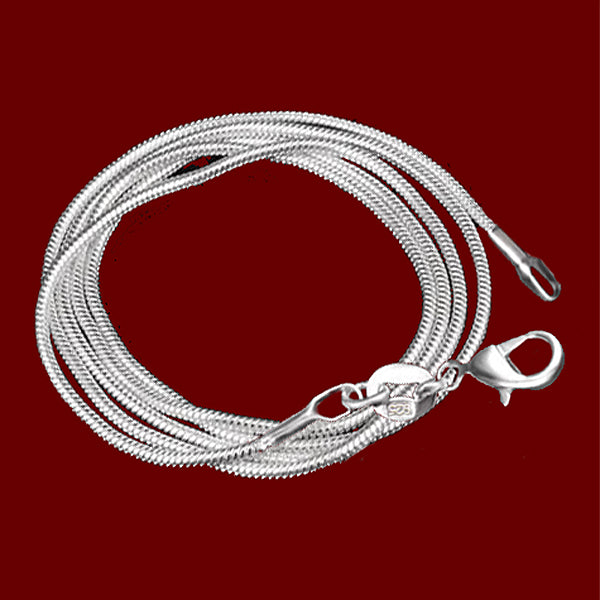 Chain: Sterling silver Italian 24-inch 2mm SNAKE jewelry necklace