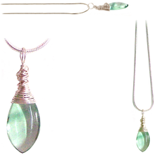 Load image into Gallery viewer, Artisan silver necklace Fluorite wire-wrapped drop 14x10mm pendant &amp; chain
