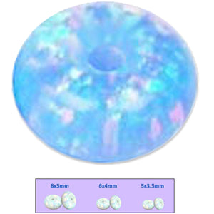 Rare Lab created Opal 8x5mm rondelle fully drilled large ~1.3mm hole bead - Blue