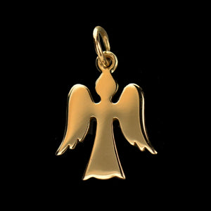 Bronze Thai ANGEL charm pendant flat or with ~18" 14kgp over ss chain necklace U PICK
