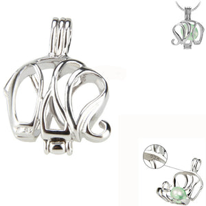 Sterling silver oyster pearl/bead Cage ELEPHANT animal hallmarked .925 pendant
