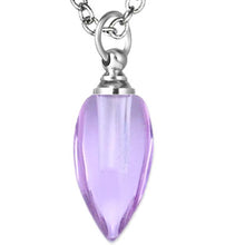 Load image into Gallery viewer, Crystal glass KEEPSAKE pendant Necklace miniature bottle memories grief cremation oil herbs ashes - U PICK