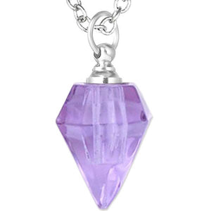 Crystal glass KEEPSAKE Necklace mini faceted Diamond point vial bottle oil herbs ashes - U PICK