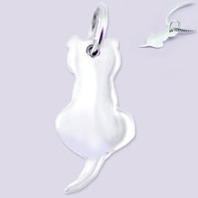 Load image into Gallery viewer, Sterling Silver Pendant Cat silhouette Thailand smooth plain animal feline hallmarked