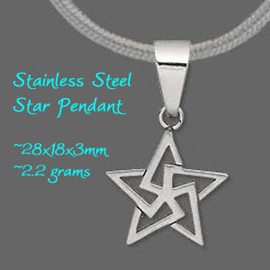 Stainless steel 5-star open cut pendant flat