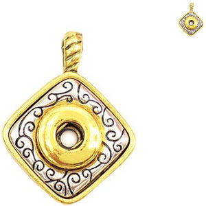 Snap button necklace pendant base 12mm diamond silver gold metal finding chain