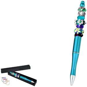 Ballpoint Acrylic Pen Blue large 1.5+mm hole beads beadable add-a-bead diy gift