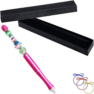 Ballpoint artisan metal pen Pink lampwork glass beads writing & box