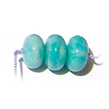 Load image into Gallery viewer, Rare Amazonite Peru rondelles ~11.6-12.2mm AAA Blue hand-cut stone set #13 - 3 beads