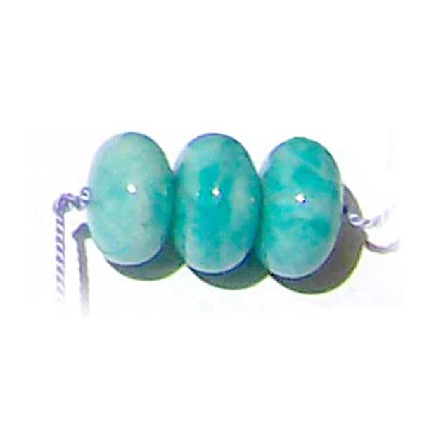 Rare Amazonite Peru rondelles ~11.6-12.2mm AAA Blue hand-cut stone set #13 - 3 beads