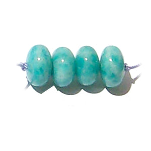 Rare Amazonite Peru rondelles ~11-11.3mm AAA Blue hand-cut stone set #11 - 4 beads