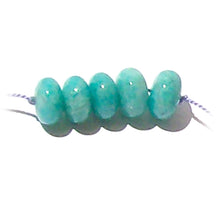 Load image into Gallery viewer, Rare Amazonite Peru rondelles ~9.5-10mm AAA Blue hand-cut stone set #9 - 5 beads