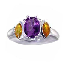 Load image into Gallery viewer, Sterling silver genuine Amethyst &amp; Citrine gemstone ring U PICK size
