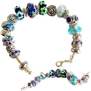 European-style bracelet add a bead 22cm silver charm large hole beads chain lobster clasp