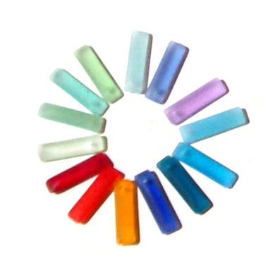 Cultured Sea Glass 6x22mm Rectangle focal pendant love bead - U PICK color