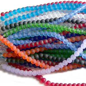 Cultured sea glass 4mm round matte beach ocean seaglass beads 8" strand